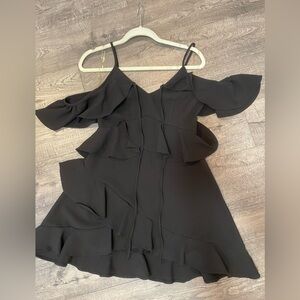 Privy Black Ruffle Mini-dress